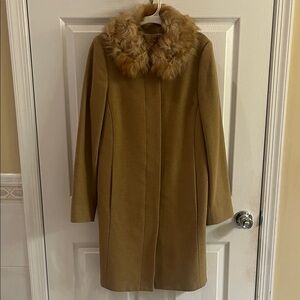 Banana Republic Tan Coat with Faux Fur Collar